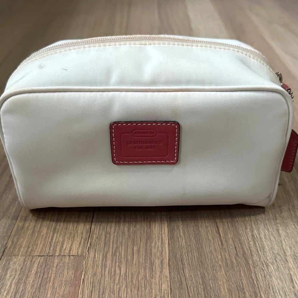 Coach White and Red Cosmetic Bag